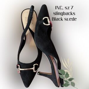 $37!  Inc, size 7, black suede! Perfect slingback!  Free shipping!​